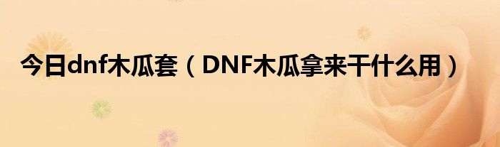 今日dnf木瓜套（DNF木瓜拿来干什么用）