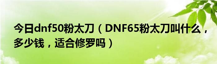今日dnf50粉太刀（DNF65粉太刀叫什么，多少钱，适合修罗吗）