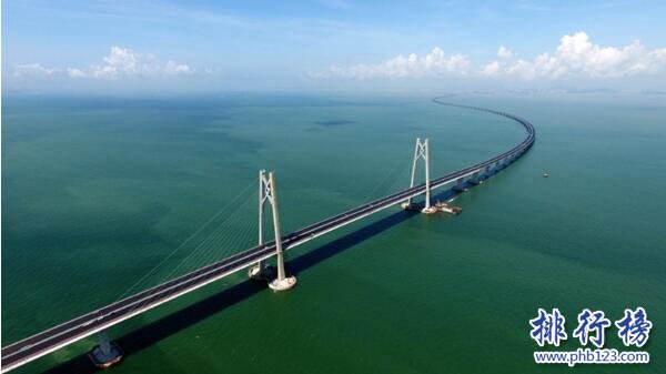 世界十大最长跨海大桥排名,港珠澳大桥55公里全球第一（港珠澳大桥是目前世界上最长的跨海大桥）
